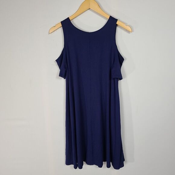 Forever 21 Blue Cold Shoulder Women's Tunic Dress - Picture 3 of 10